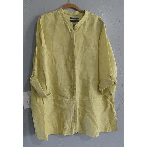 Tahari Essentials  100% Linen  Tops Tunic Womens 23.5 Inch Of Armp To Armp - Picture 1 of 10